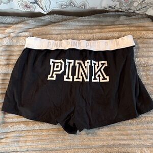 PINK Victoria's Secret Black Lounge Shorts with White Waistband